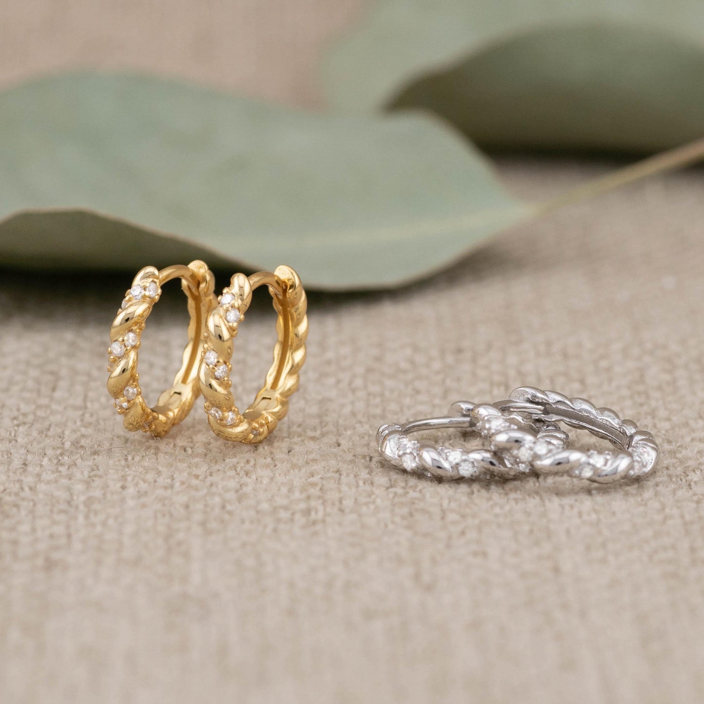 2 or 3 Pairs hoop set earrings gift-ready, gold hoop twisting pave stacked cartilage huggies 8mm, 10mm hoops, 14K gold fill sterling silver