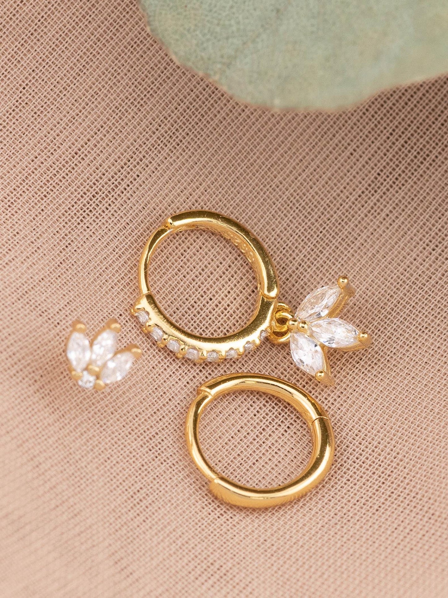 2 or 3 pairs marquise huggie earring stack set