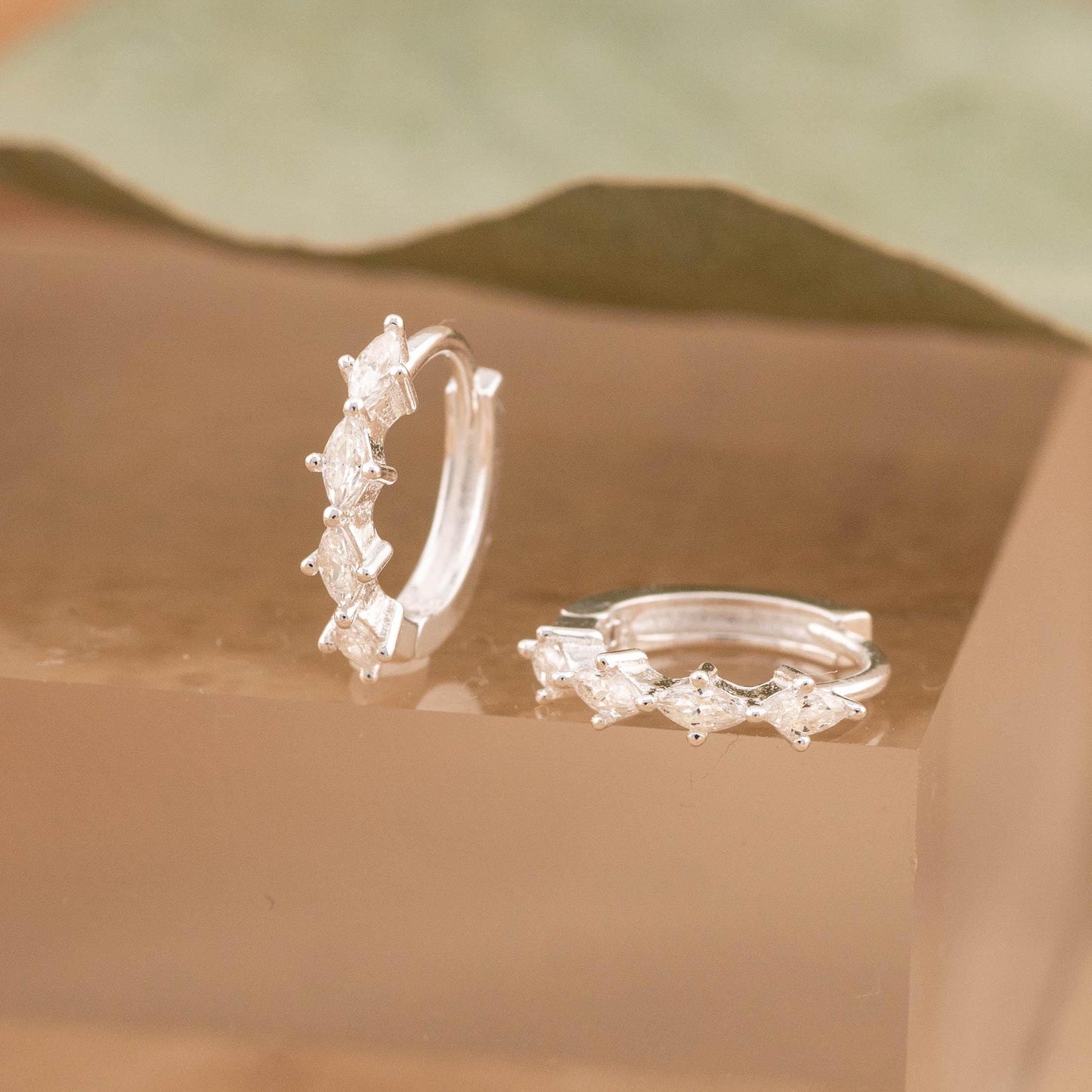 Diamond huggie hoop earrings