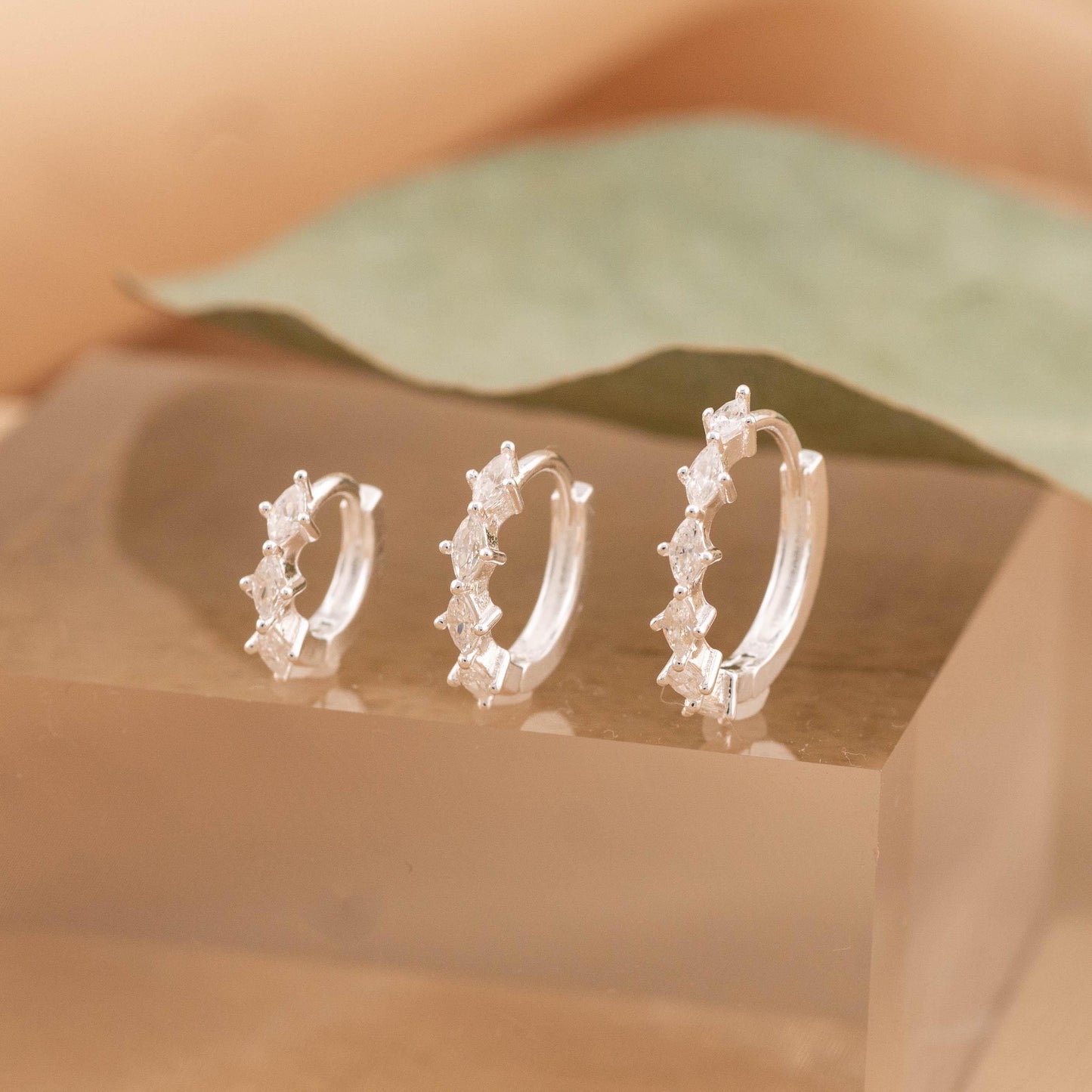 Diamond huggie hoop earrings, 14K Gold CZ cartilage hoop, 6mm, 8mm, 10mm hoop, girlfriend gift unique jewelry