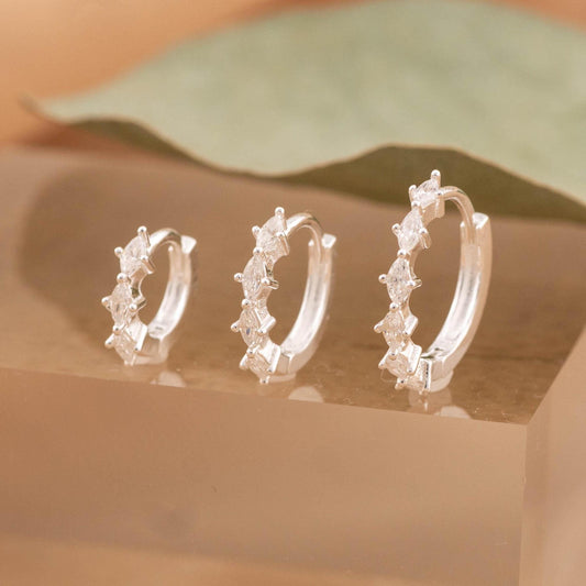 Diamond huggie hoop earrings
