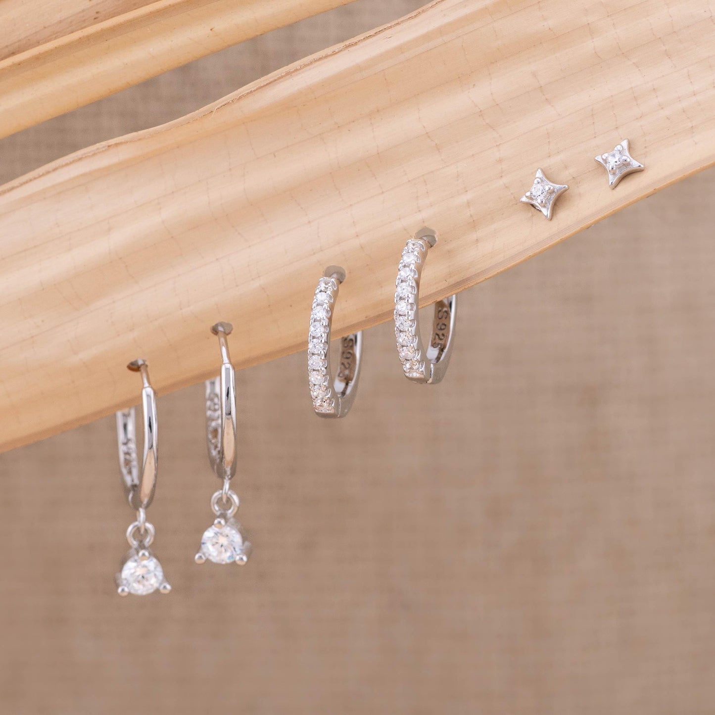 2 or 3 pairs Diamond Huggie Hoop set