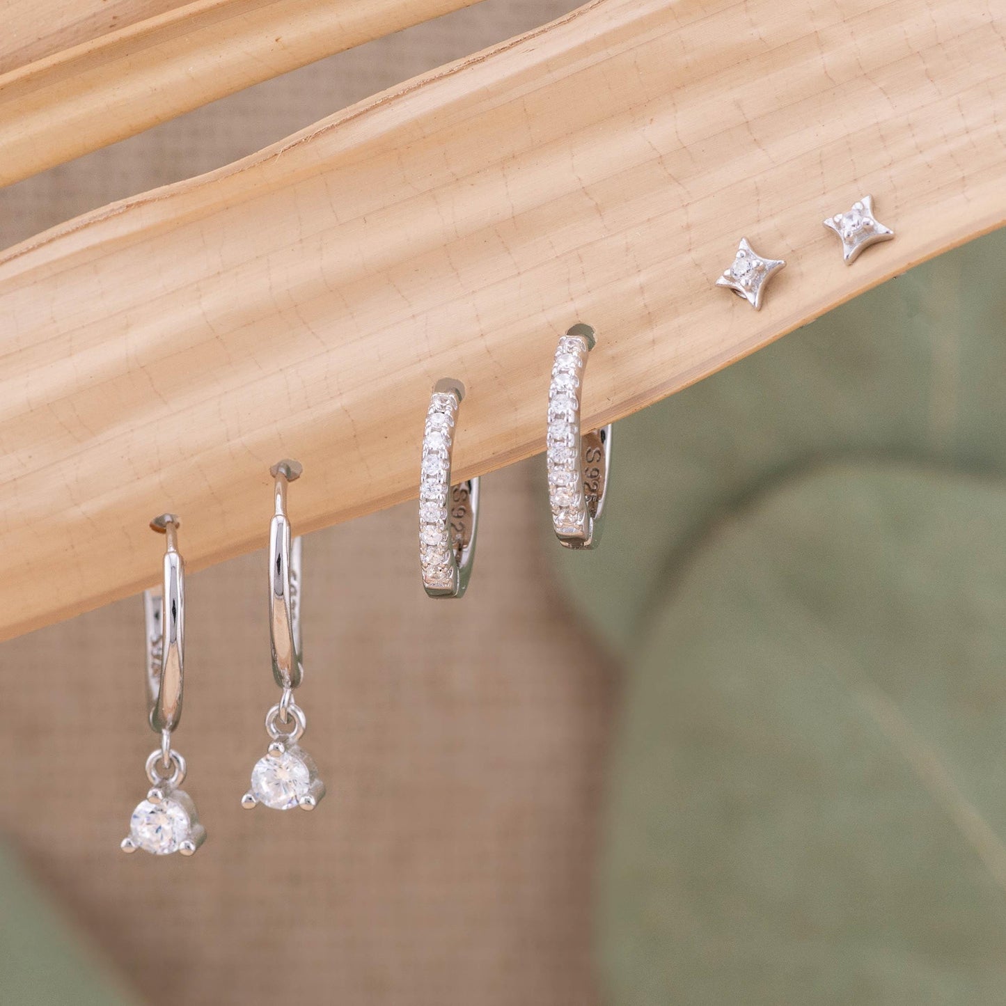 2 or 3 pairs Diamond Huggie Hoop set