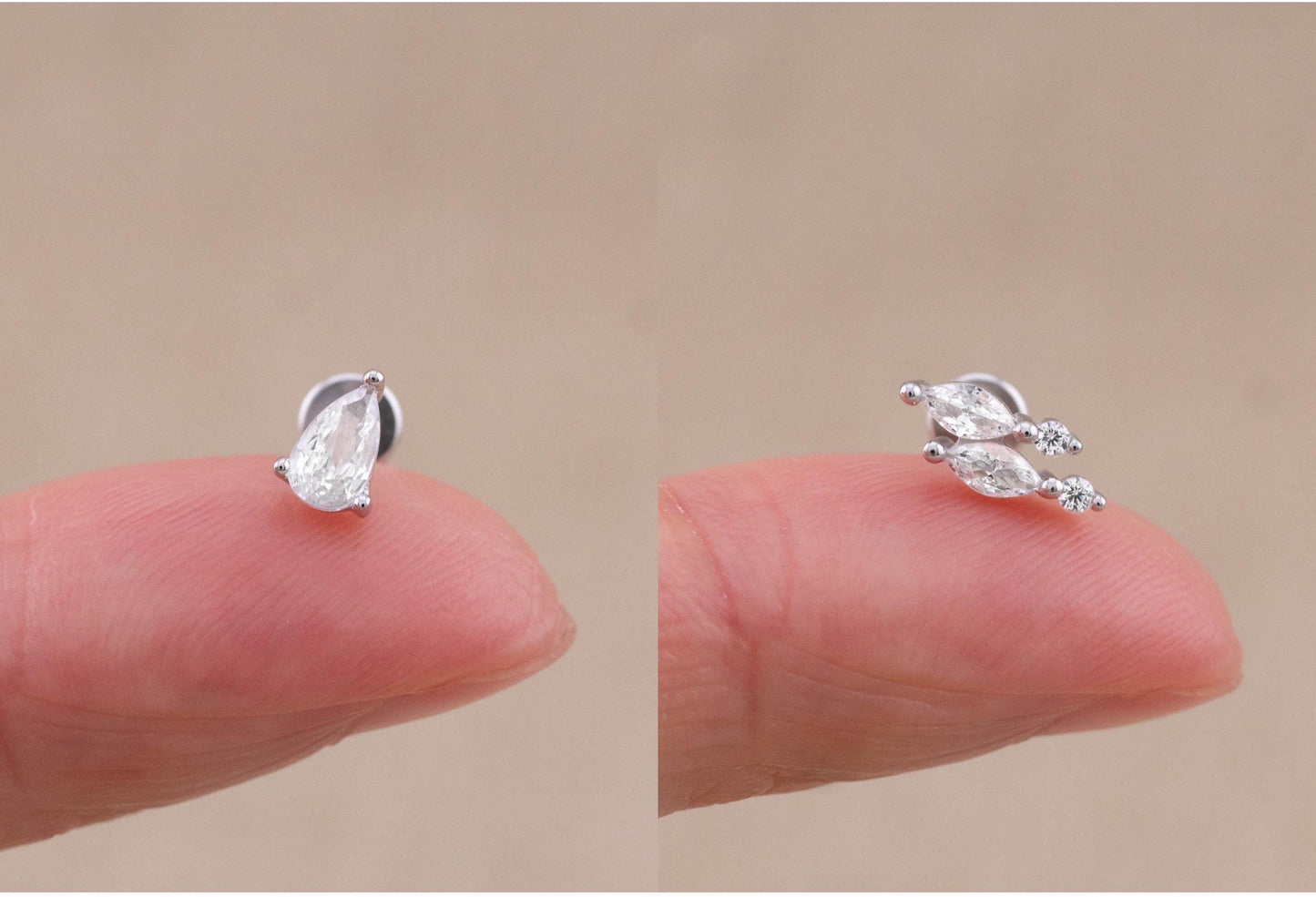 Tiny diamond 18G flat back studs earrings
