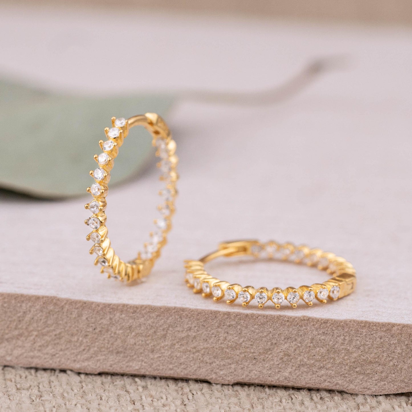 Pave diamonds 15mm hoops