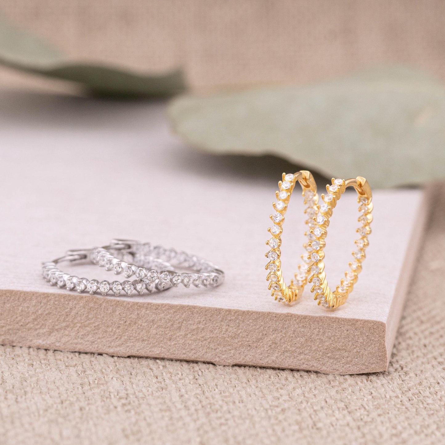 Pave diamonds hoops cz
