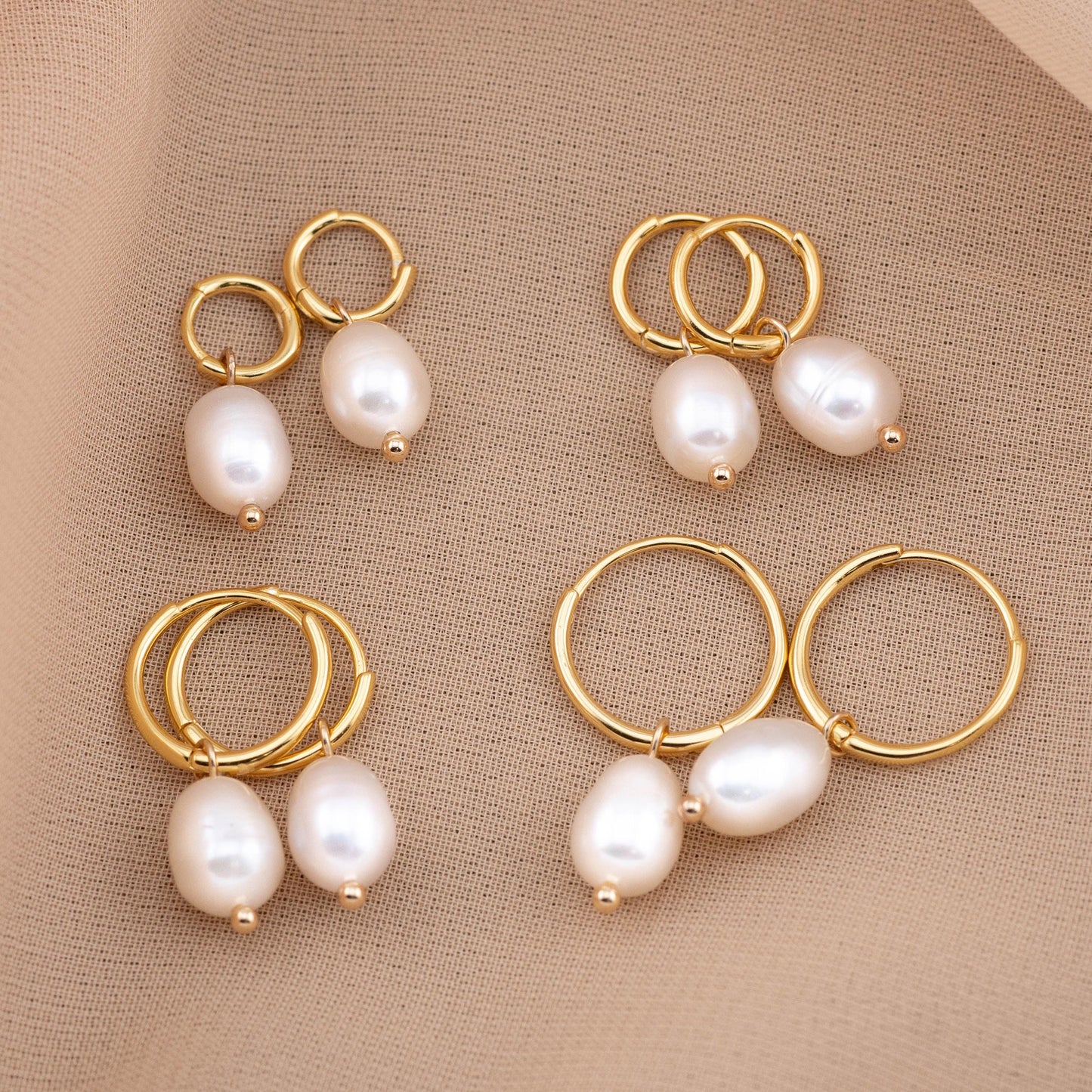 Freshwater pearl earrings set