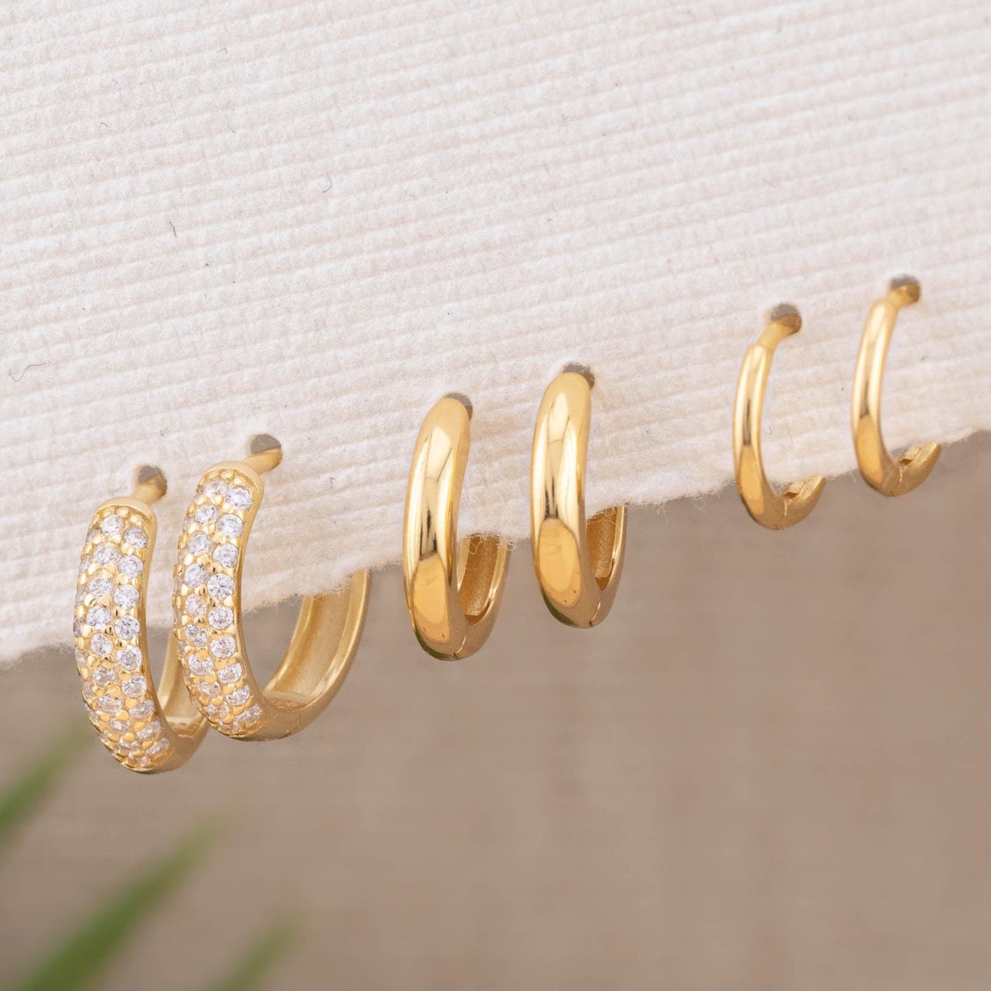 2 or 3 Pairs pave huggie hoop set