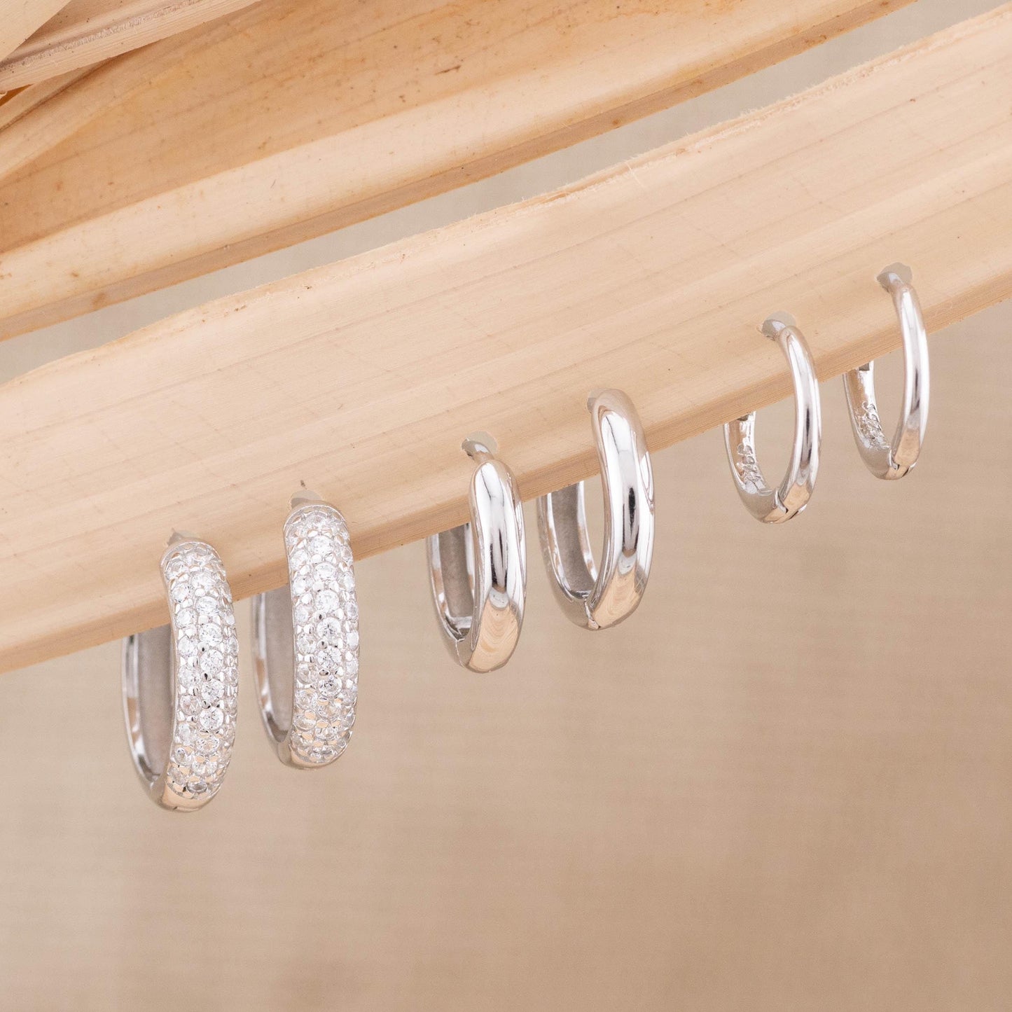 2 or 3 Pairs pave huggie hoop set