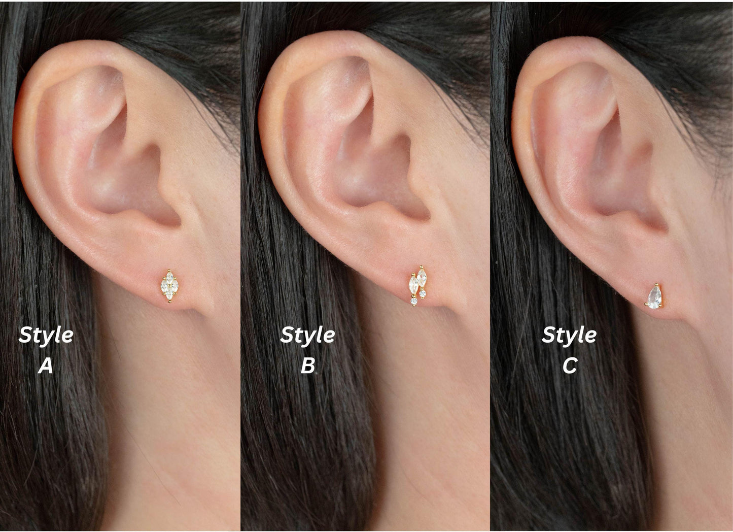 Tiny diamond 18G flat back studs earrings