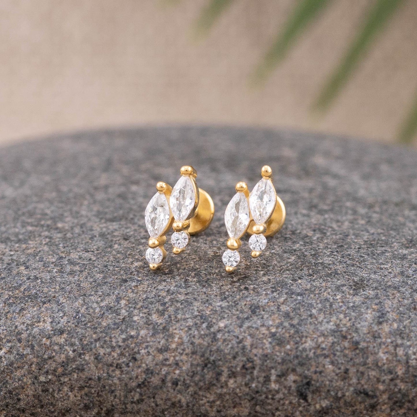 Tiny diamond 18G flat back studs earrings