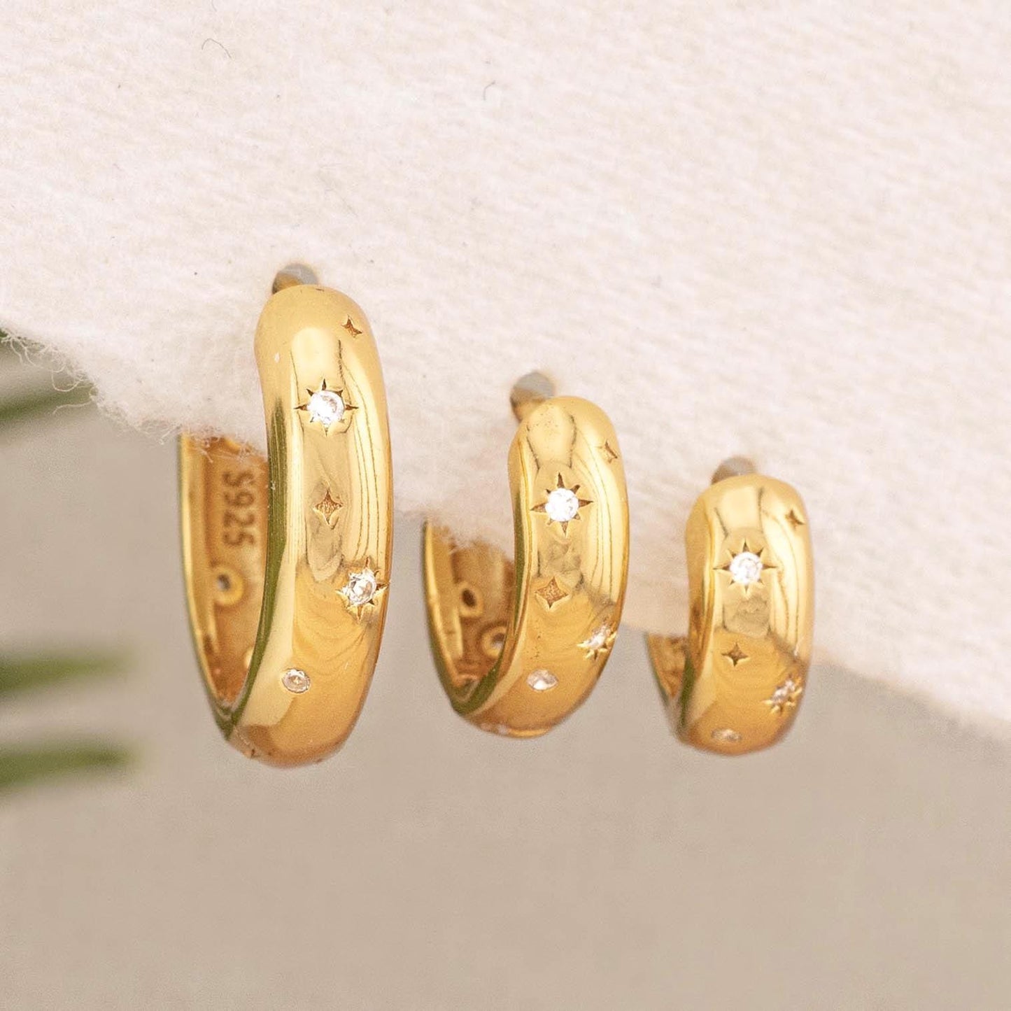 Celestial small huggie hoop earrings