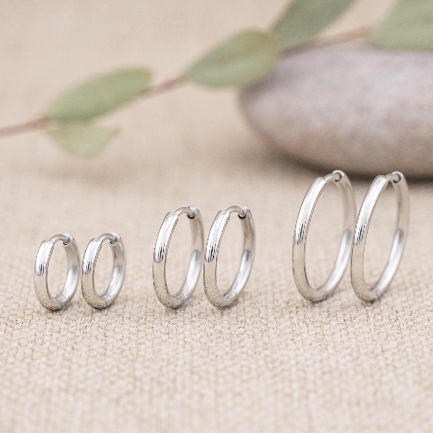 3 pairs silver hoop set for multiple piercings