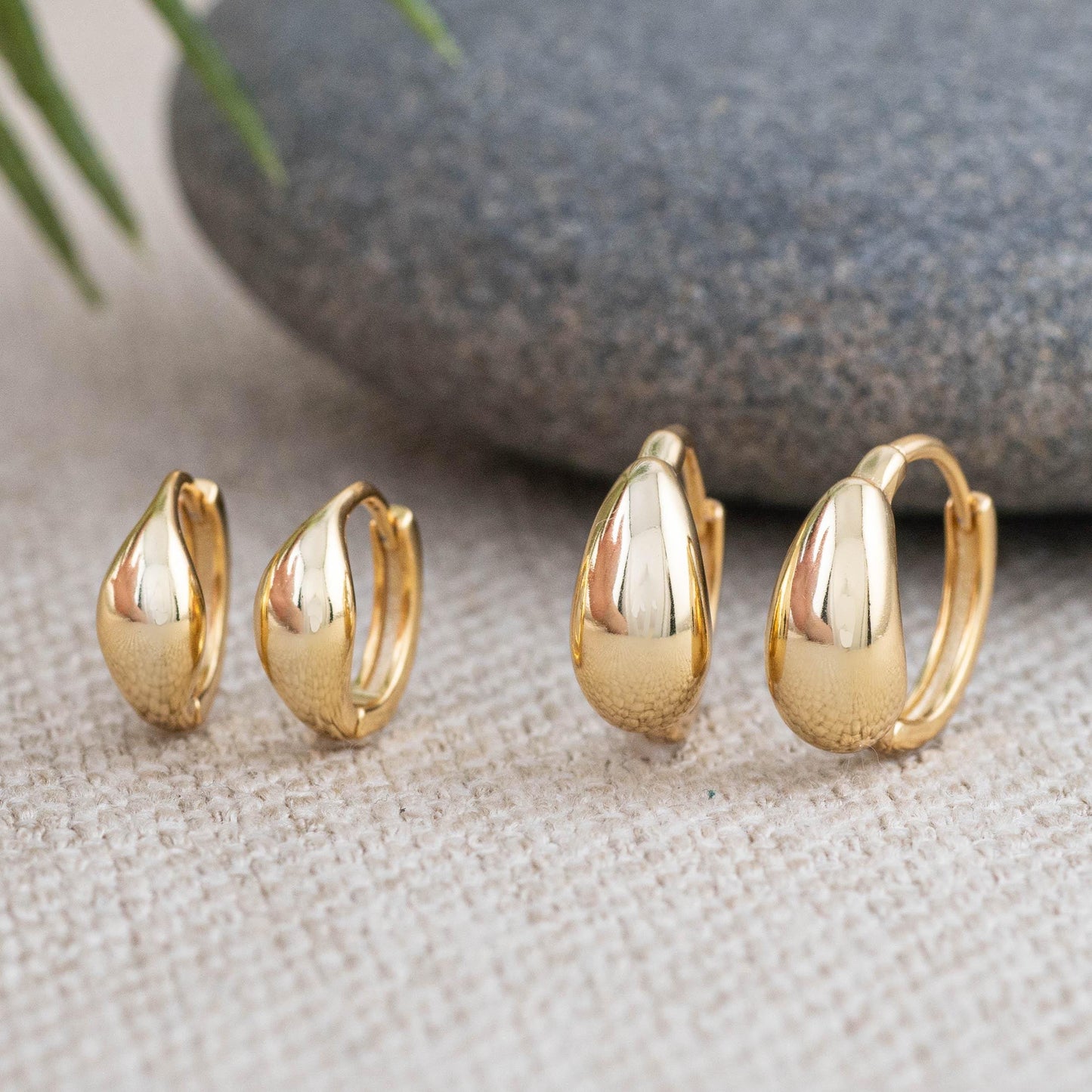 Tear drop small hoop earrings