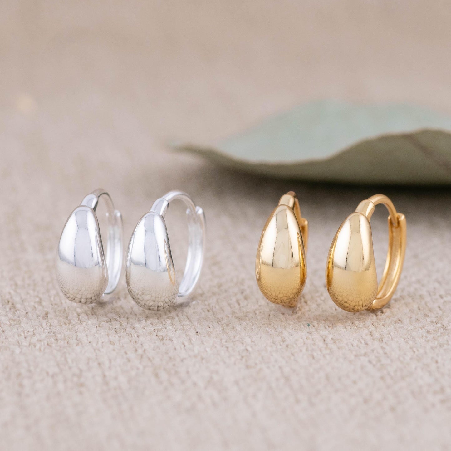 Tear drop small hoop earrings