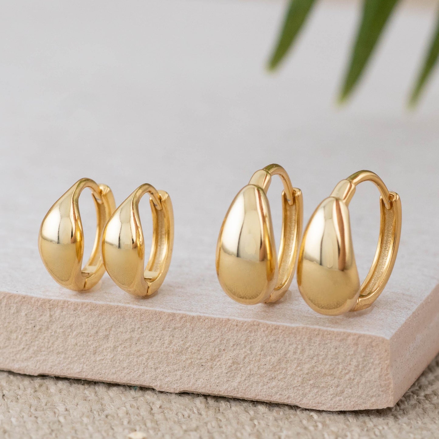 Tear drop small hoop earrings