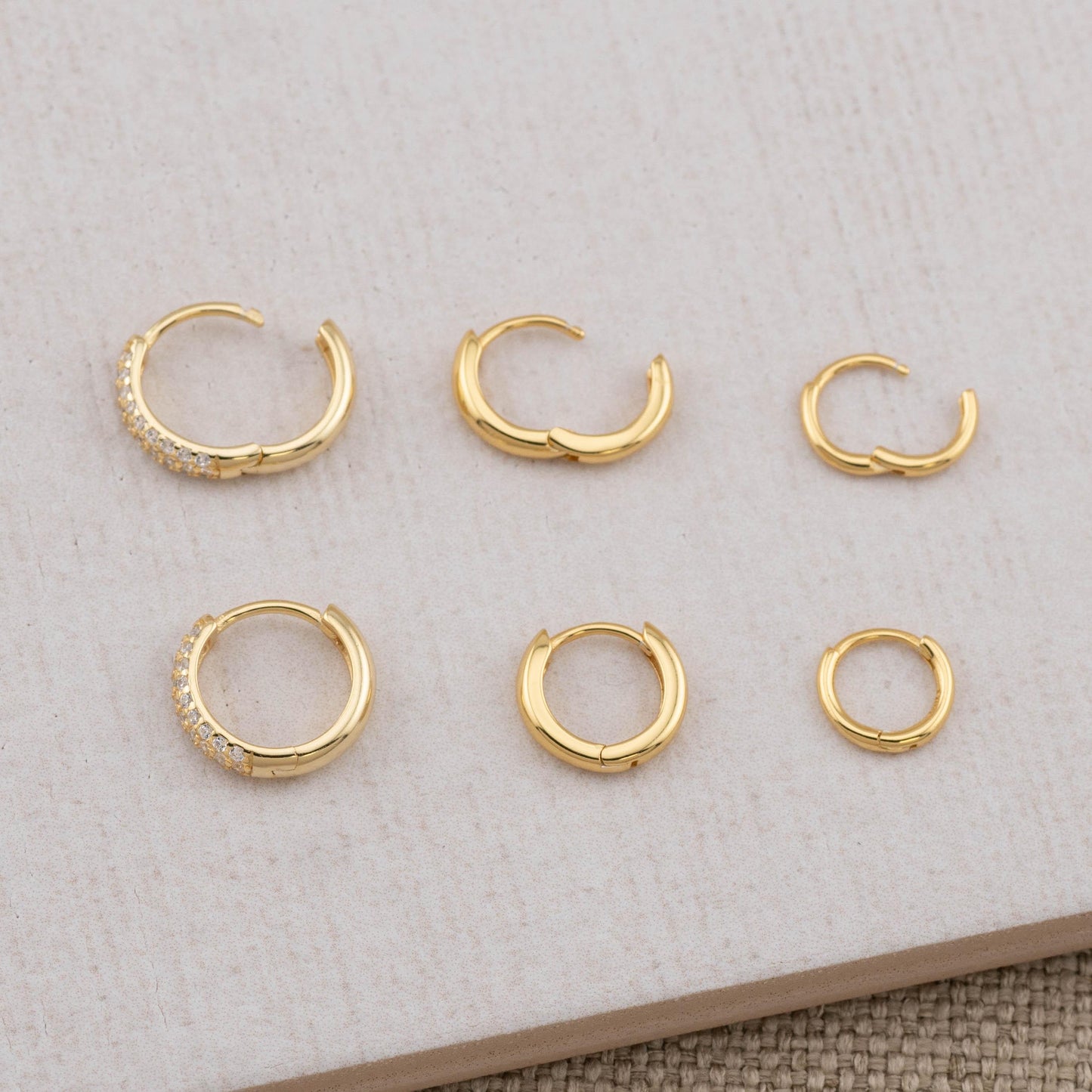 2 or 3 Pairs pave huggie hoop set