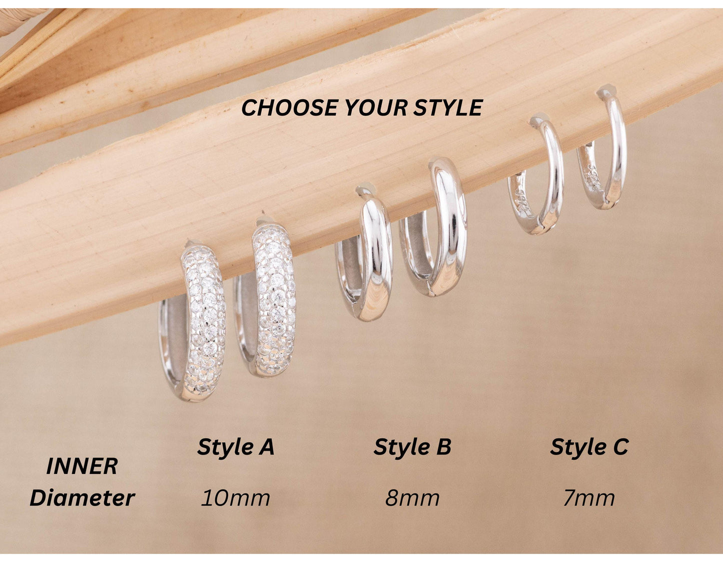 2 or 3 Pairs pave huggie hoop set