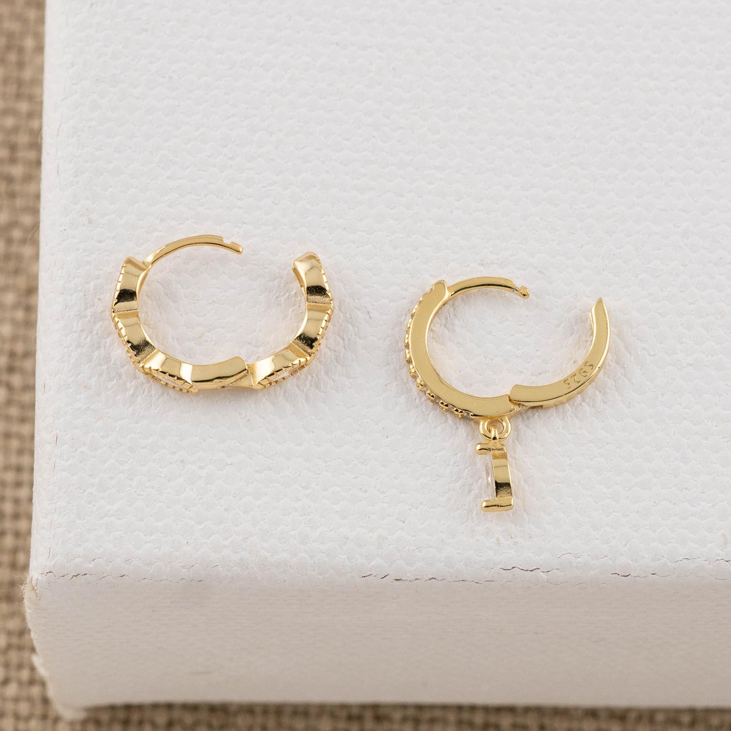 Dainty diamond huggie hoop gift set