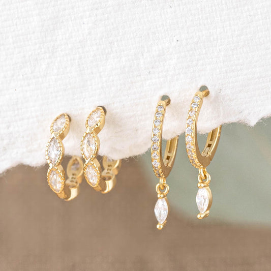 Dainty diamond huggie hoop gift set