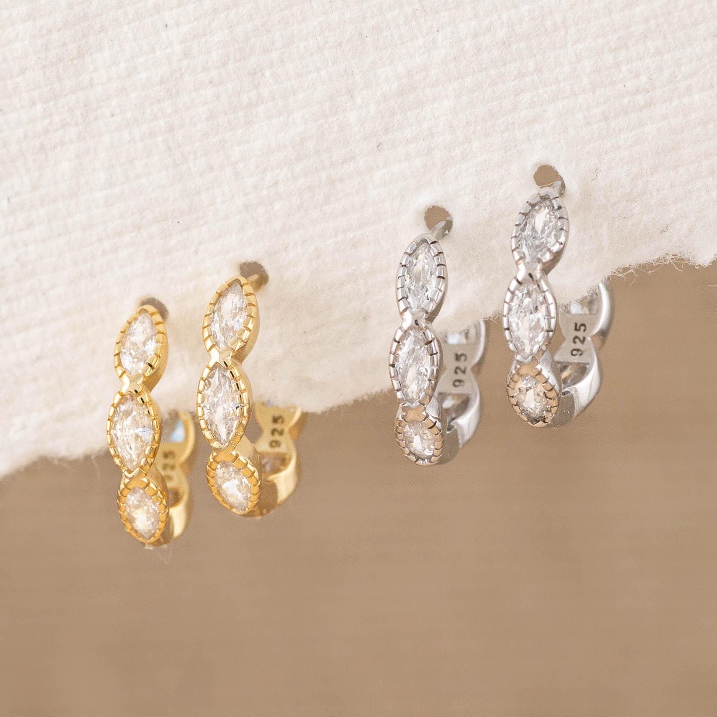 Dainty diamond huggie hoop gift set