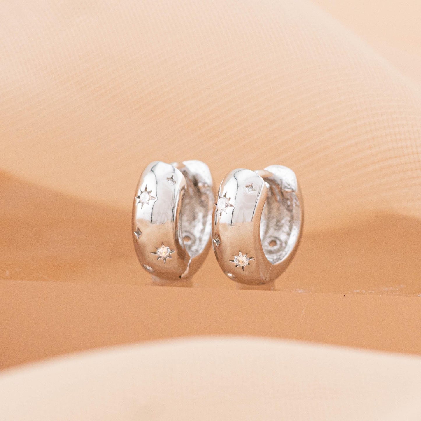 Celestial small huggie hoop earrings