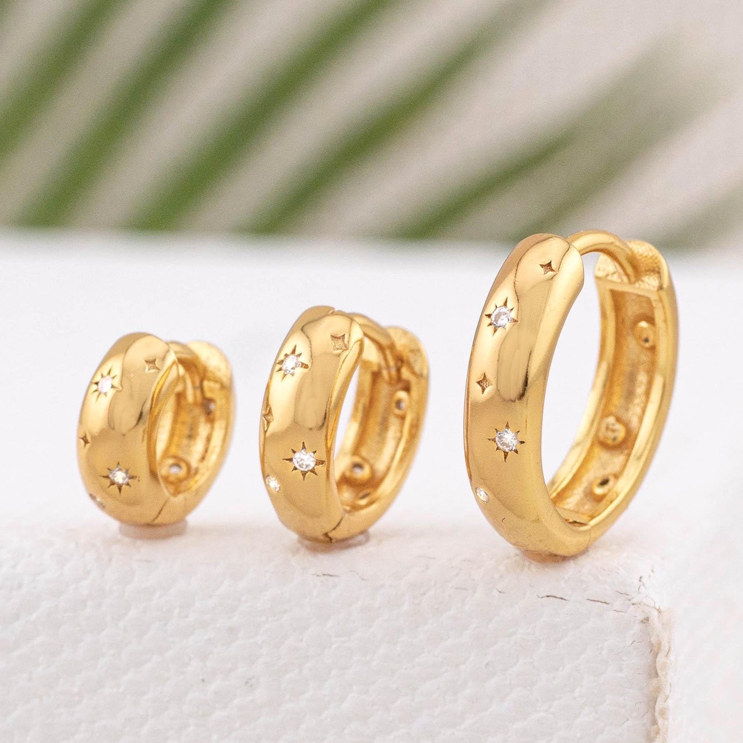 Celestial small huggie hoop earrings