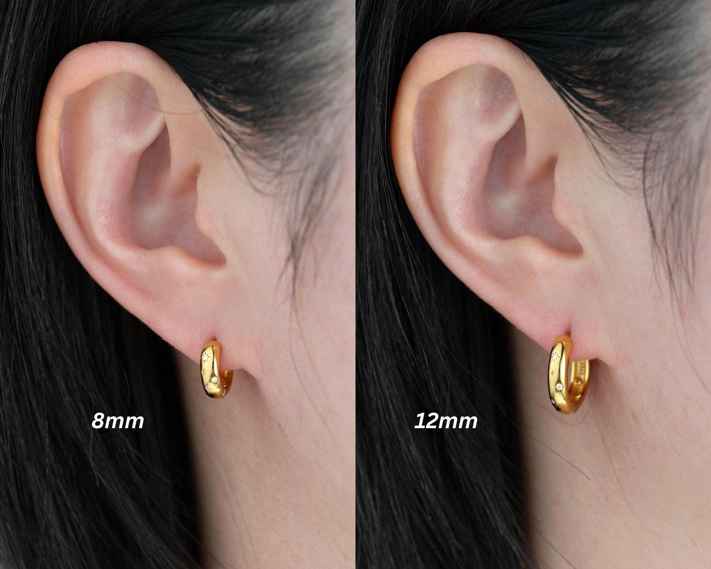 Celestial small huggie hoop earrings