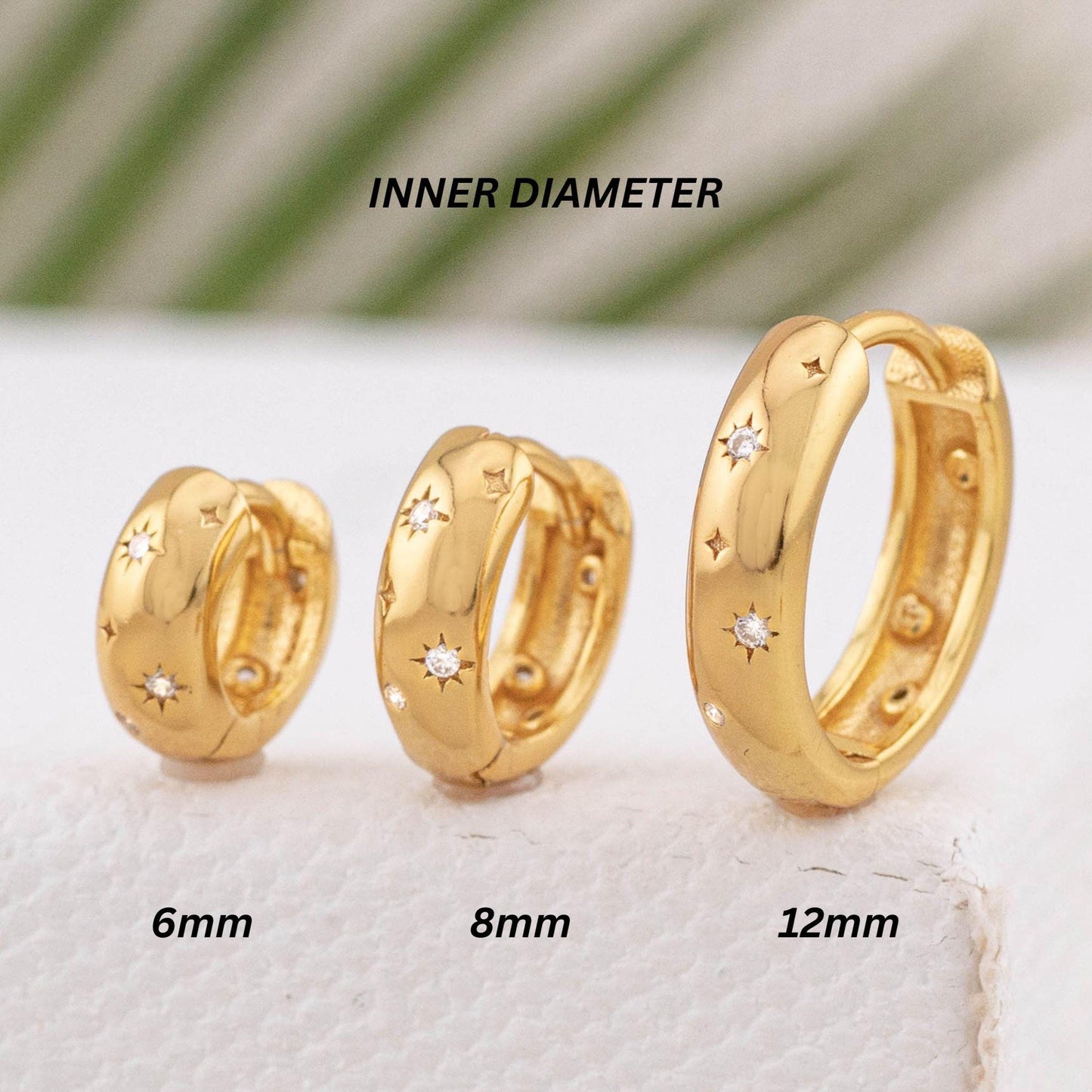 Celestial small huggie hoop earrings