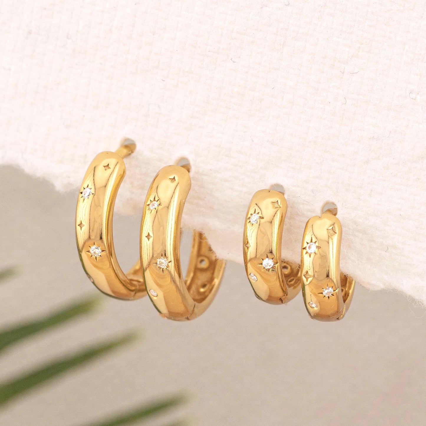 Celestial thick huggie hoop earrings