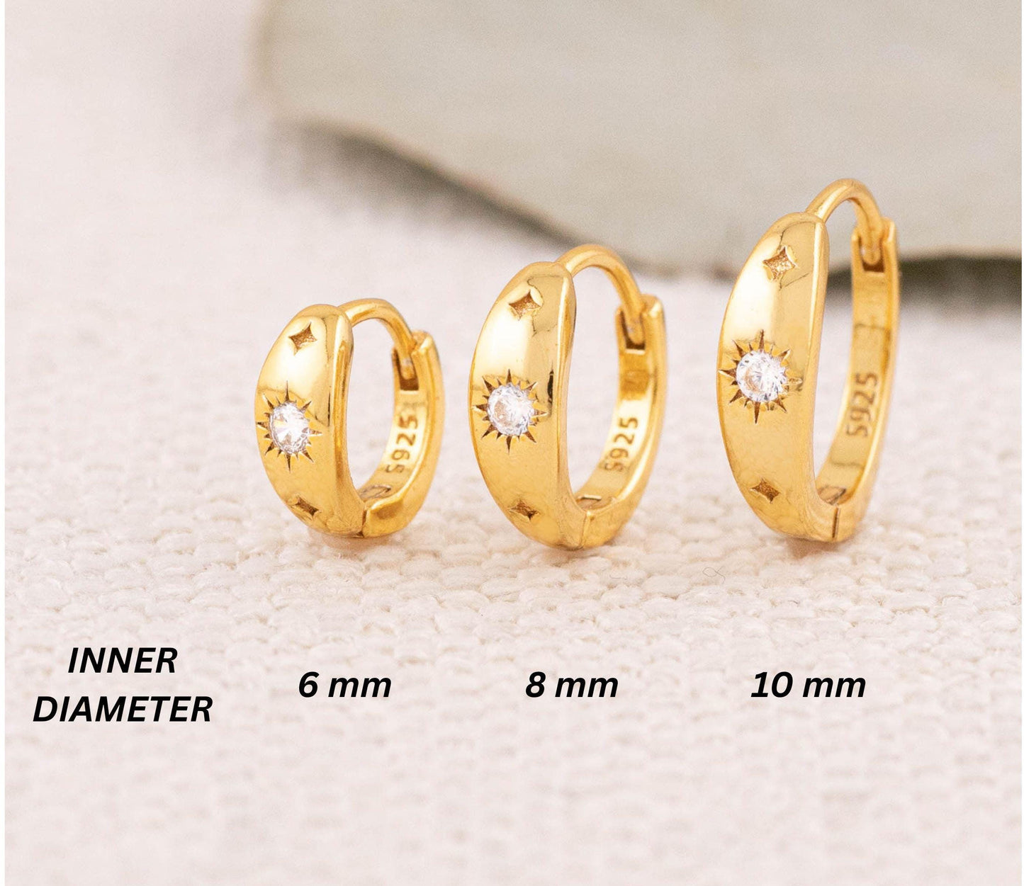 Celestial tapered huggie hoop