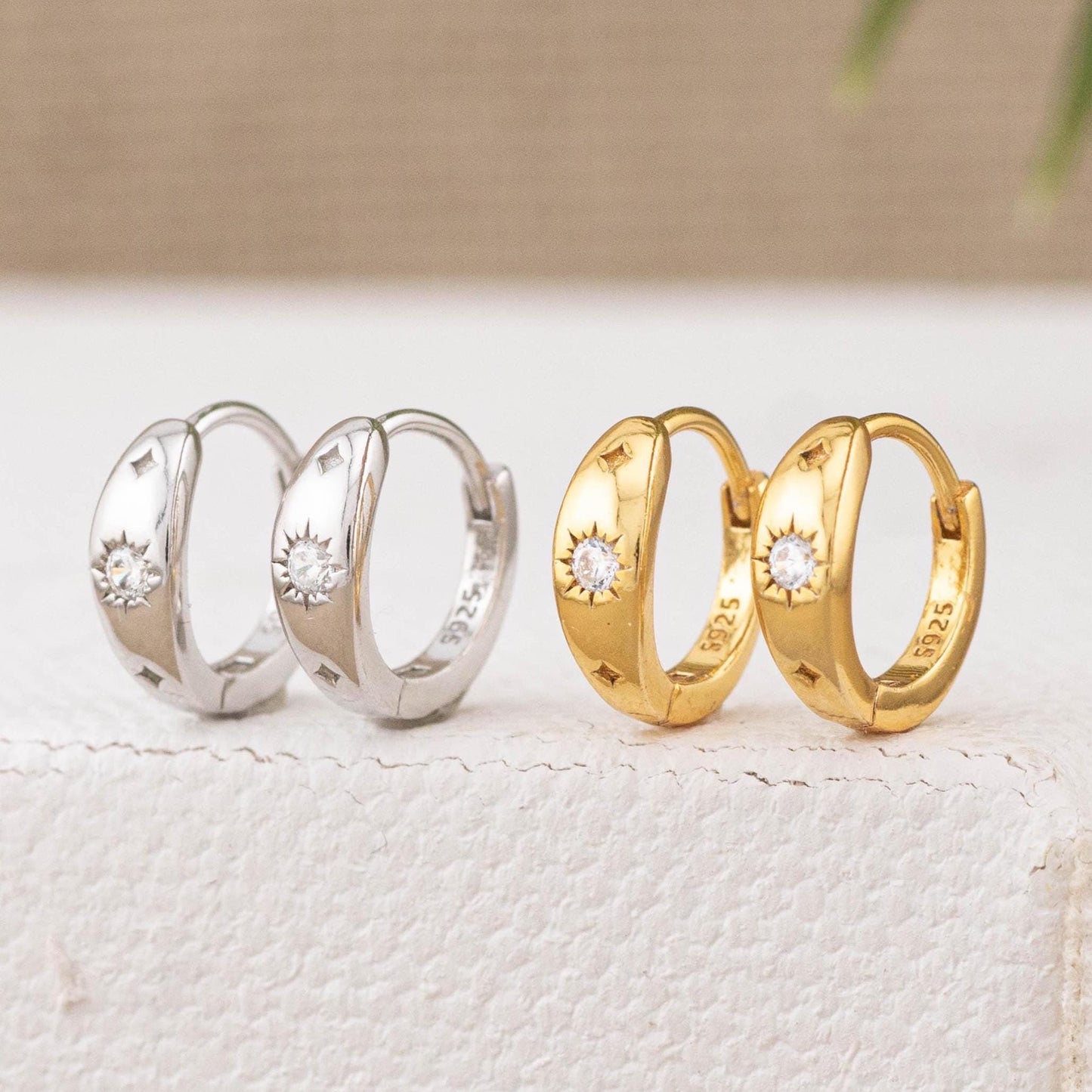 Celestial tapered huggie hoop