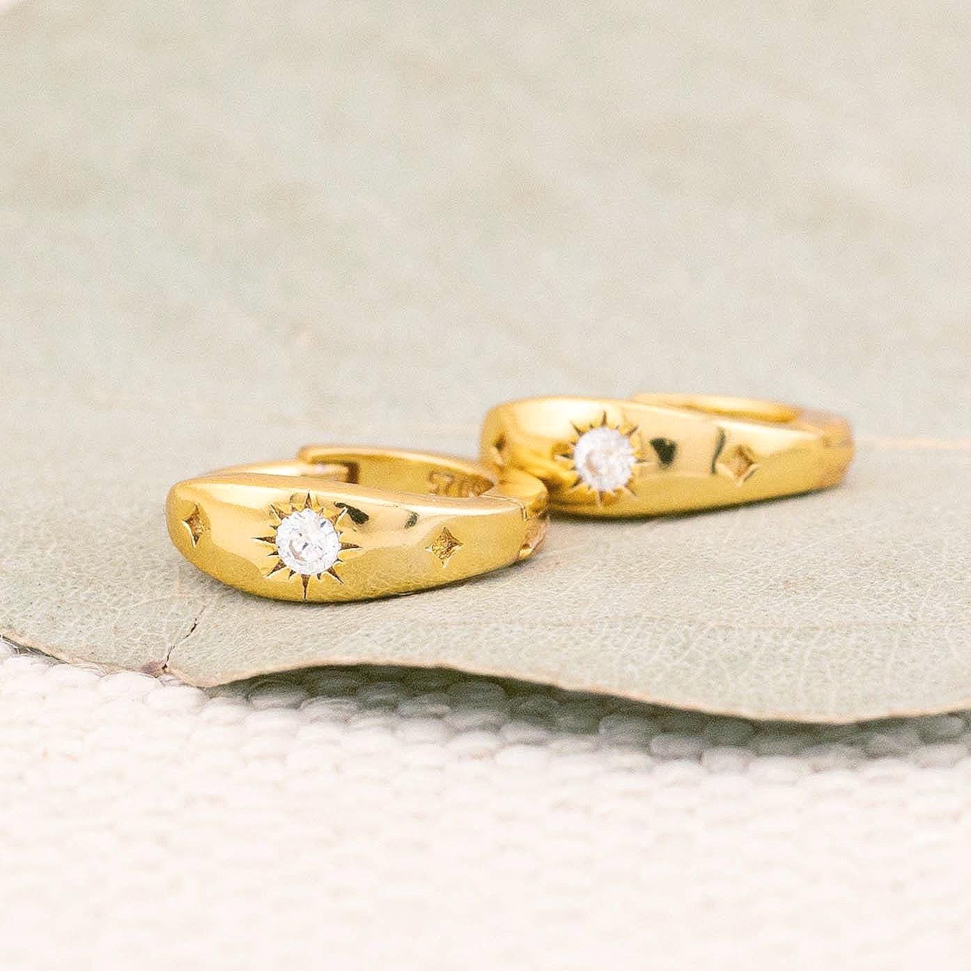 Celestial tapered huggie hoop