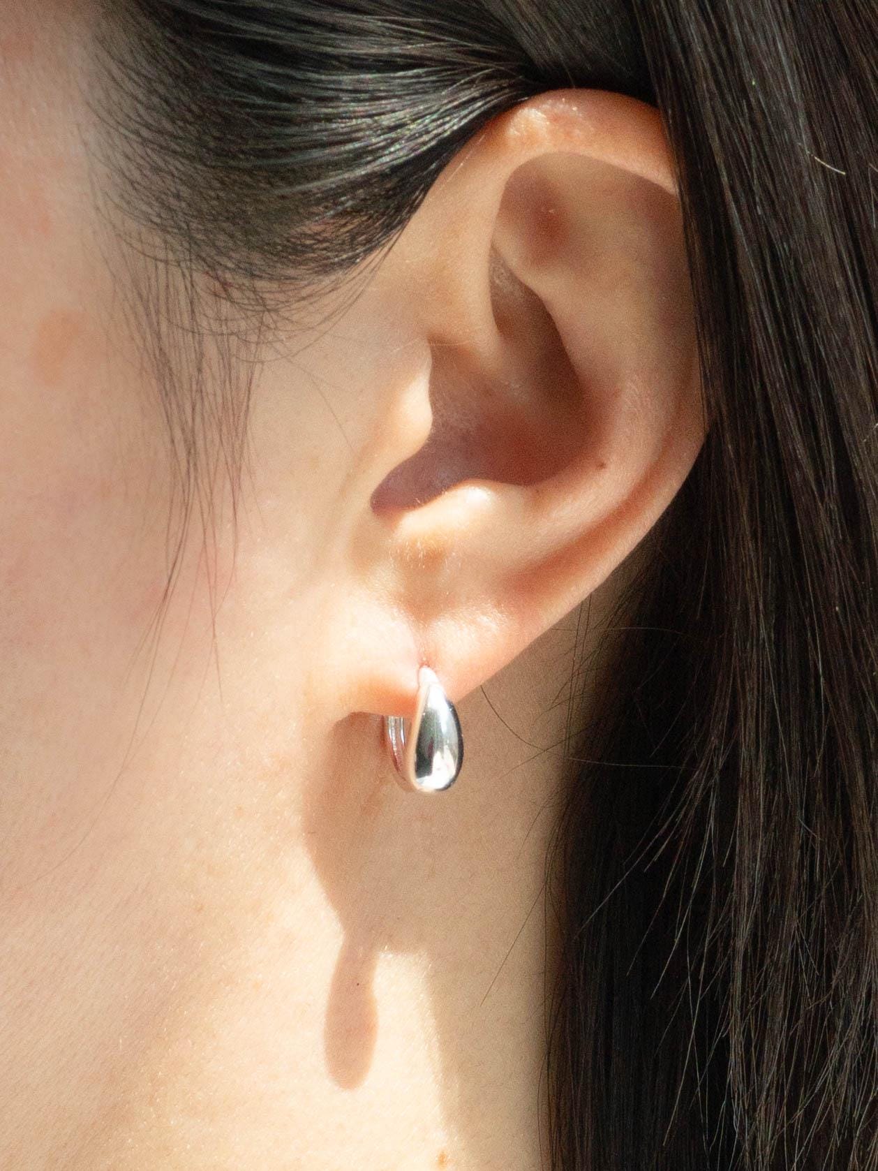 Tear drop small hoop earrings