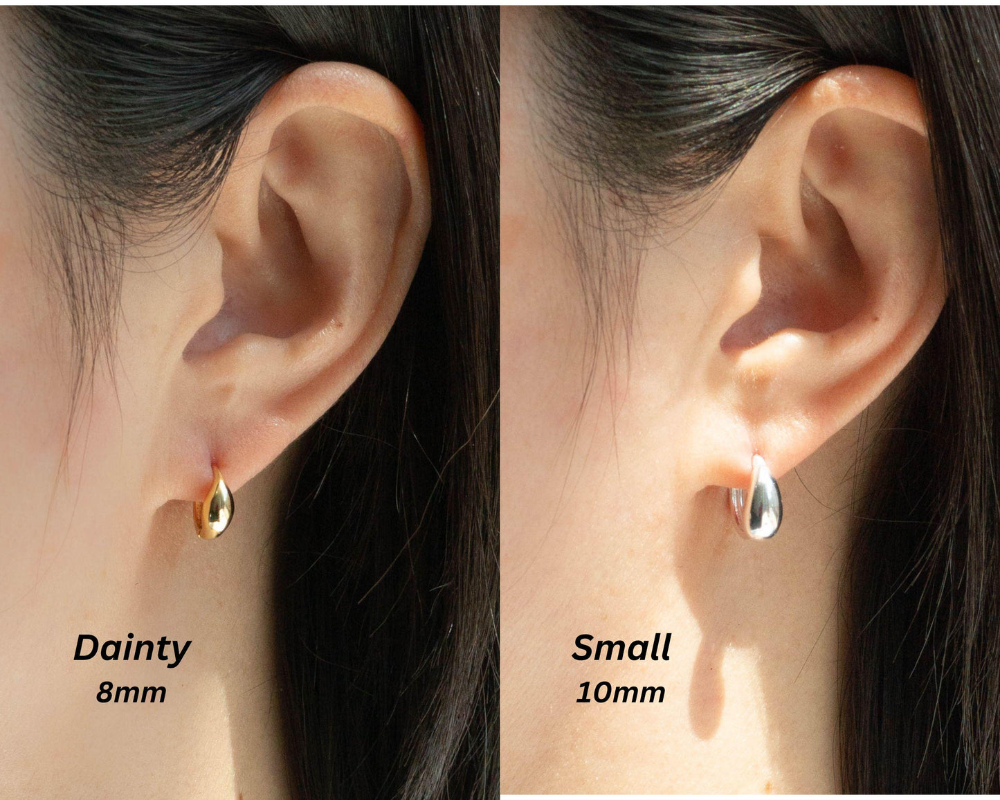 Tear drop small hoop earrings