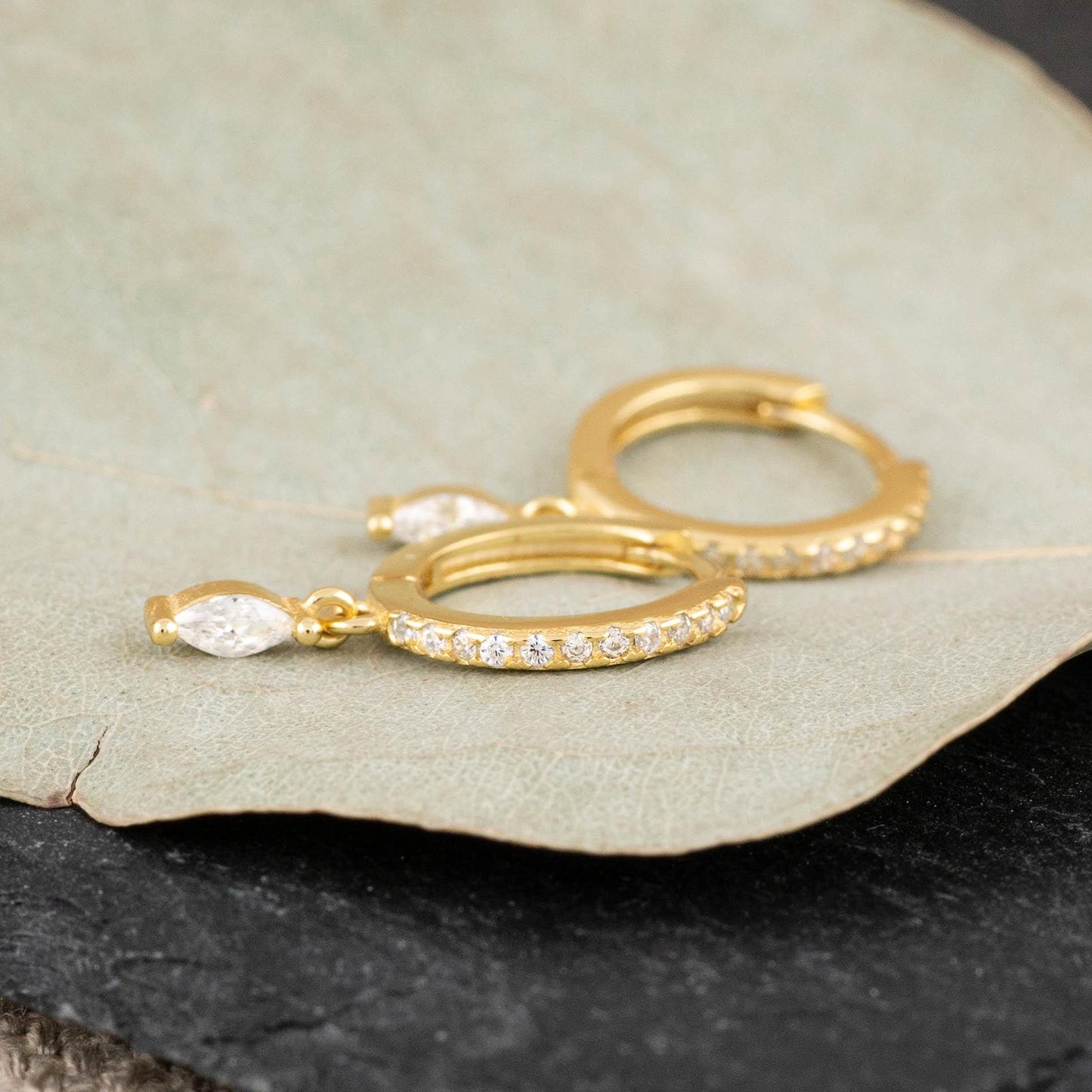 Dainty diamond huggie hoop gift set