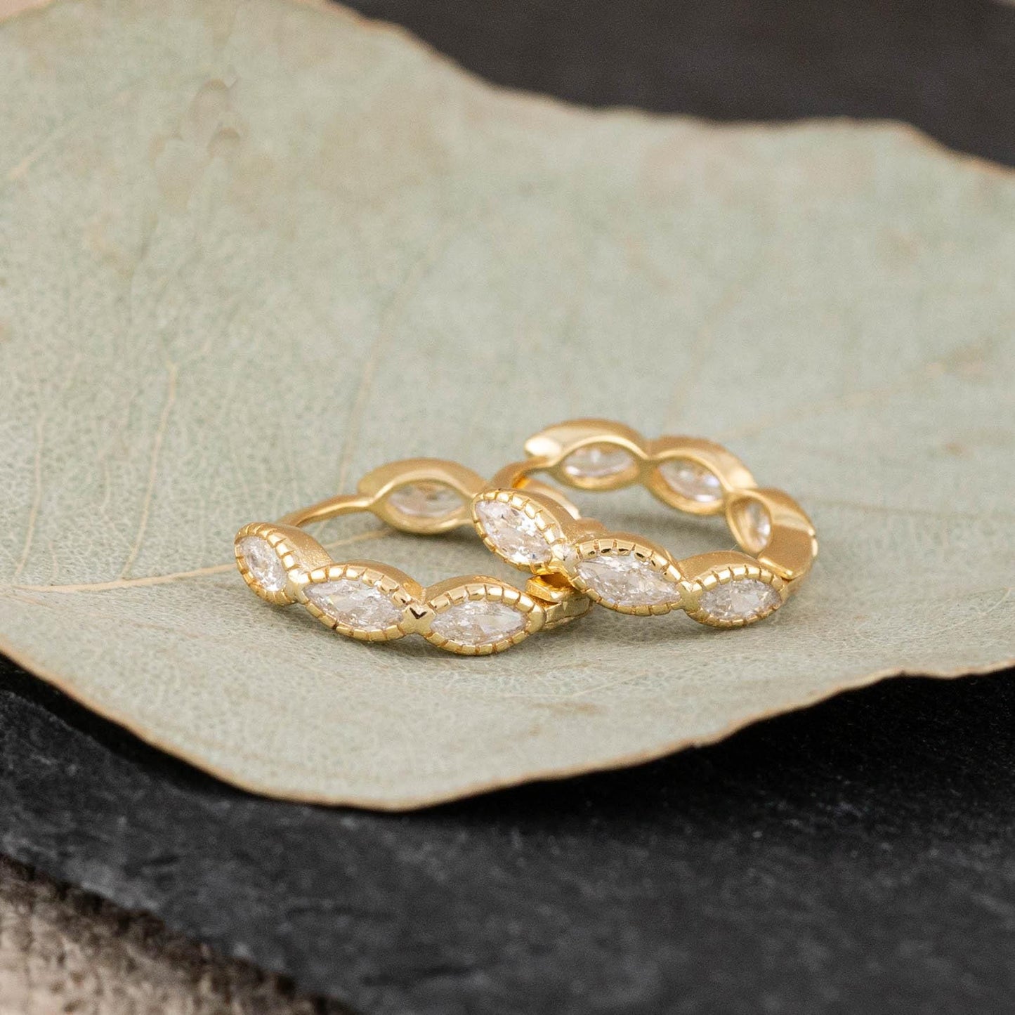 Dainty diamond huggie hoop gift set