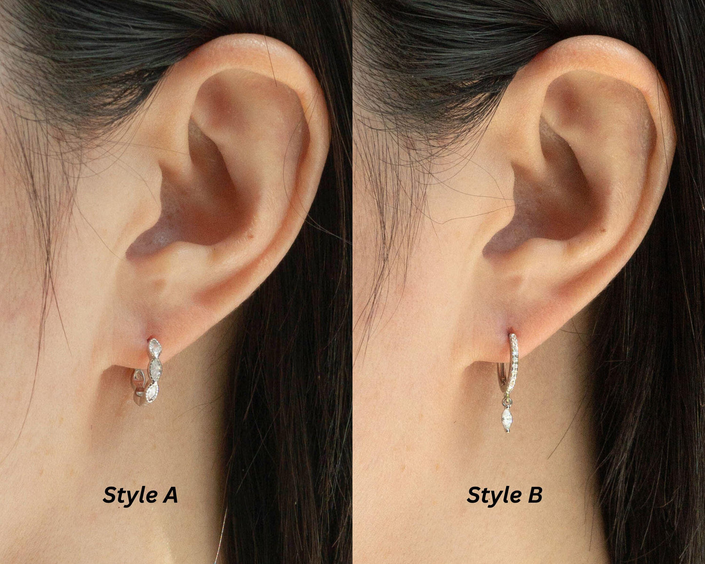 Dainty diamond huggie hoop gift set