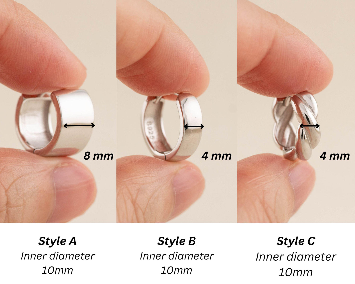 Thick hoop earrings set