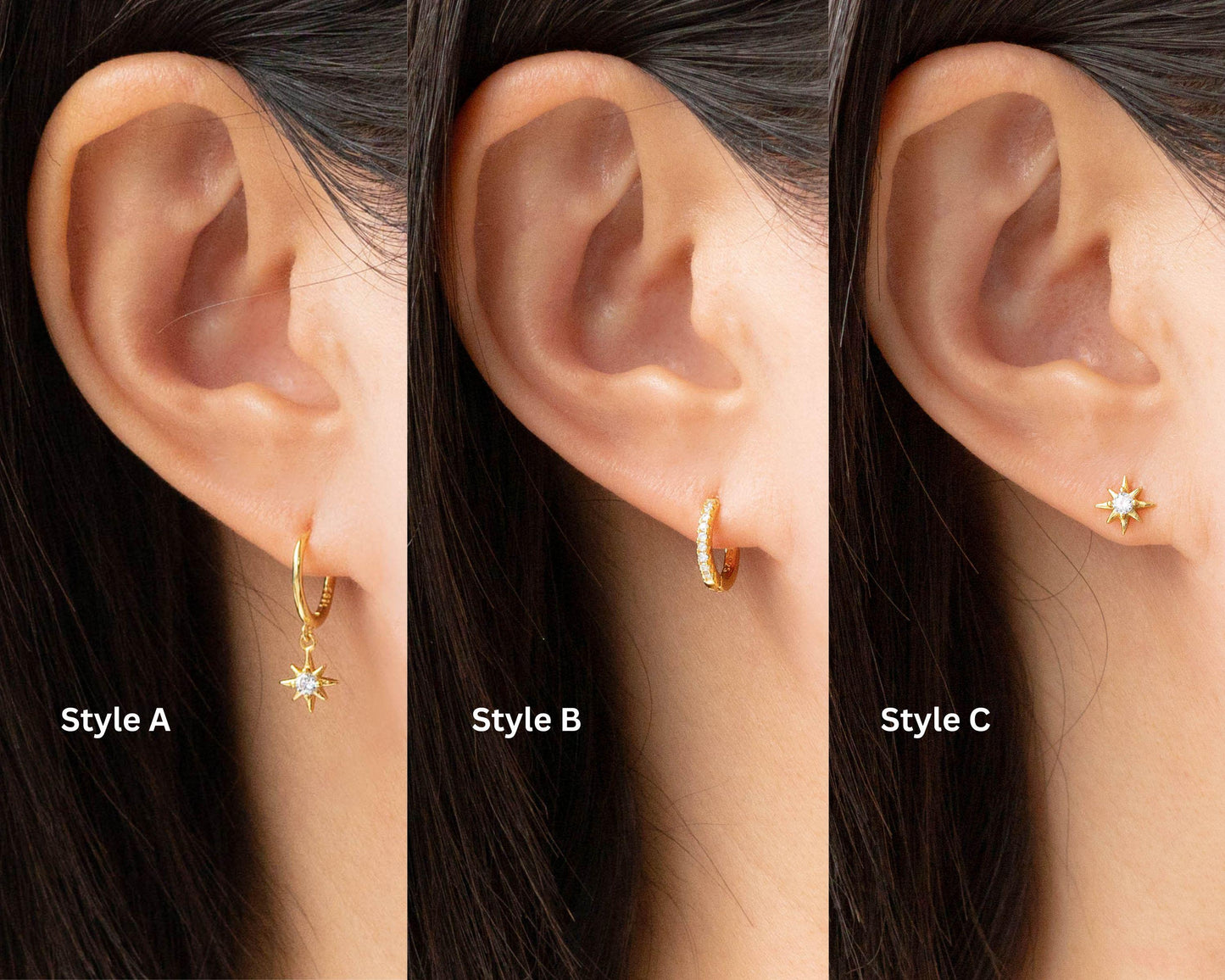 2 or 3 pairs star charm earrings gifts set