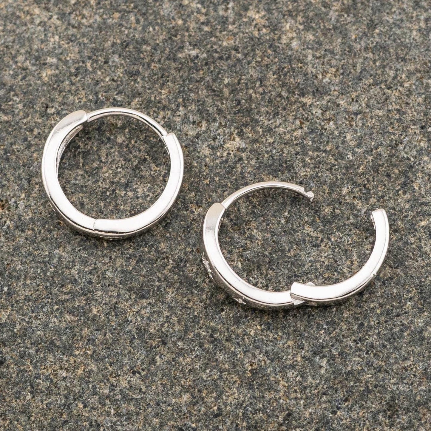 Celestial tapered huggie hoop