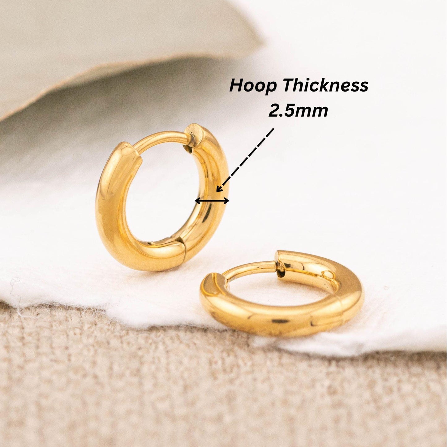 2 or 3 pairs thick gold stacking hoop set