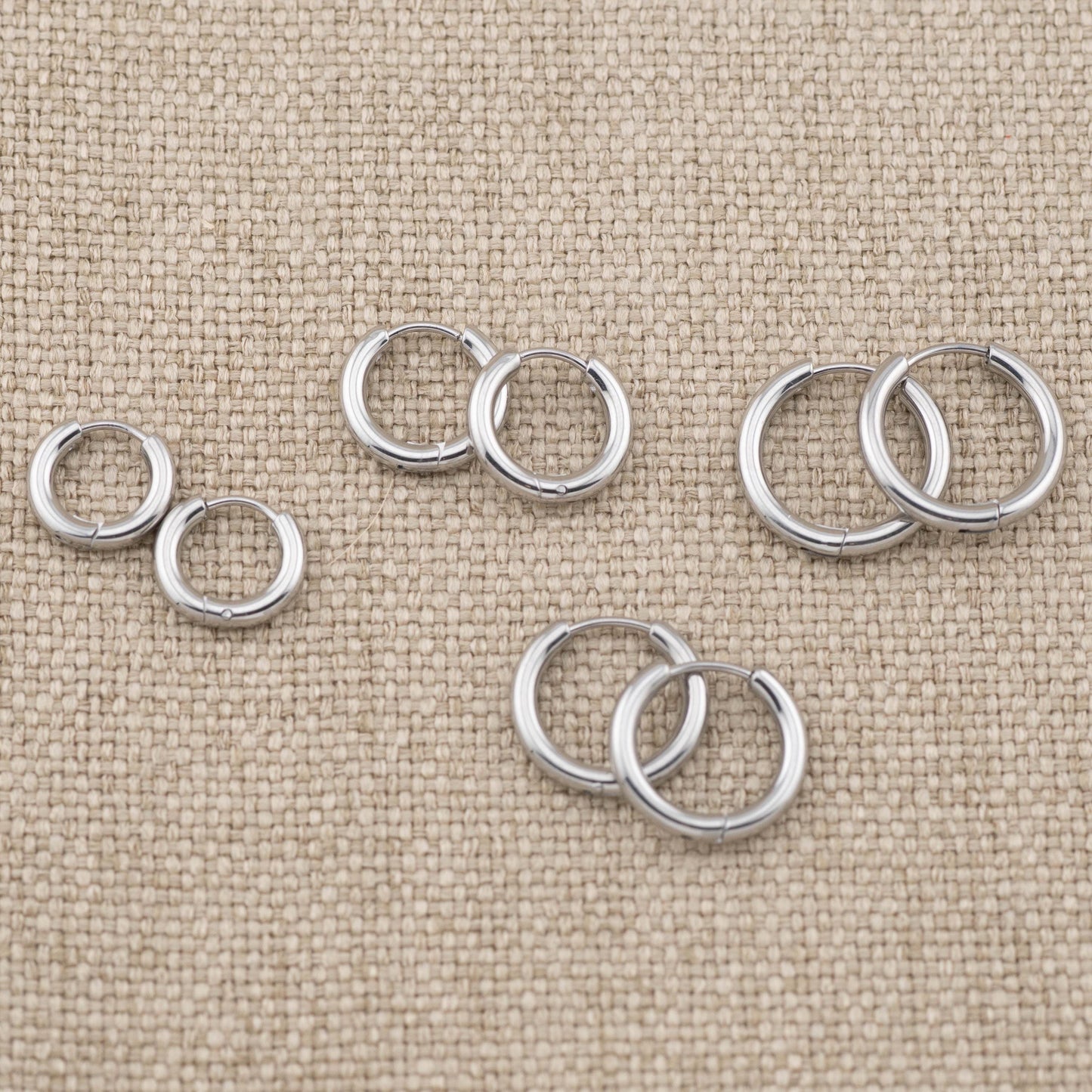 2 or 3 pairs thick gold stacking hoop set
