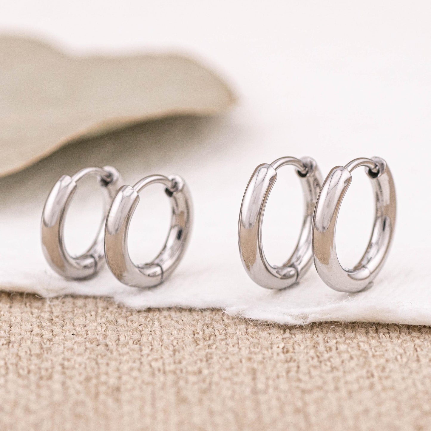 2 or 3 pairs thick gold stacking hoop set