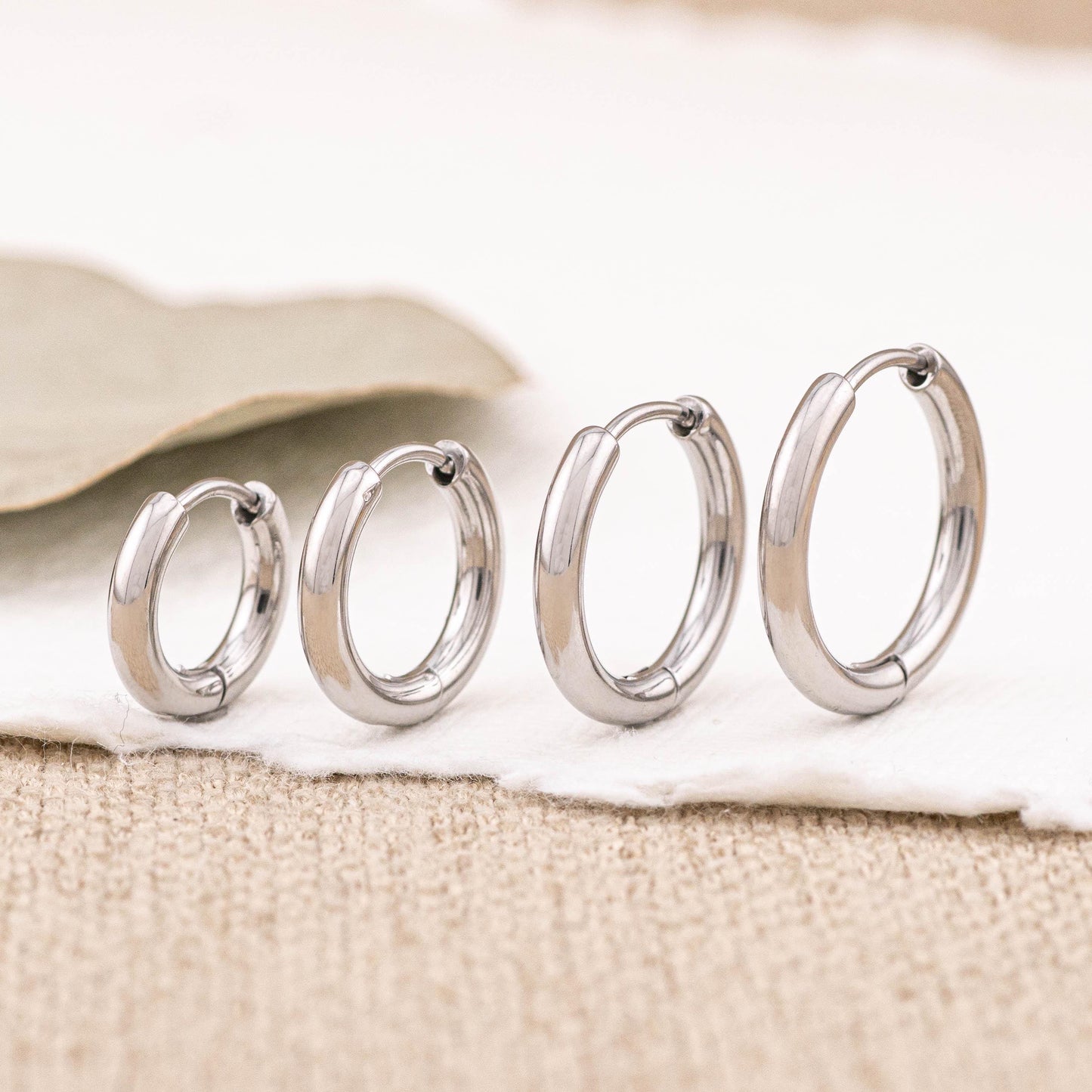 2 or 3 pairs thick gold stacking hoop set