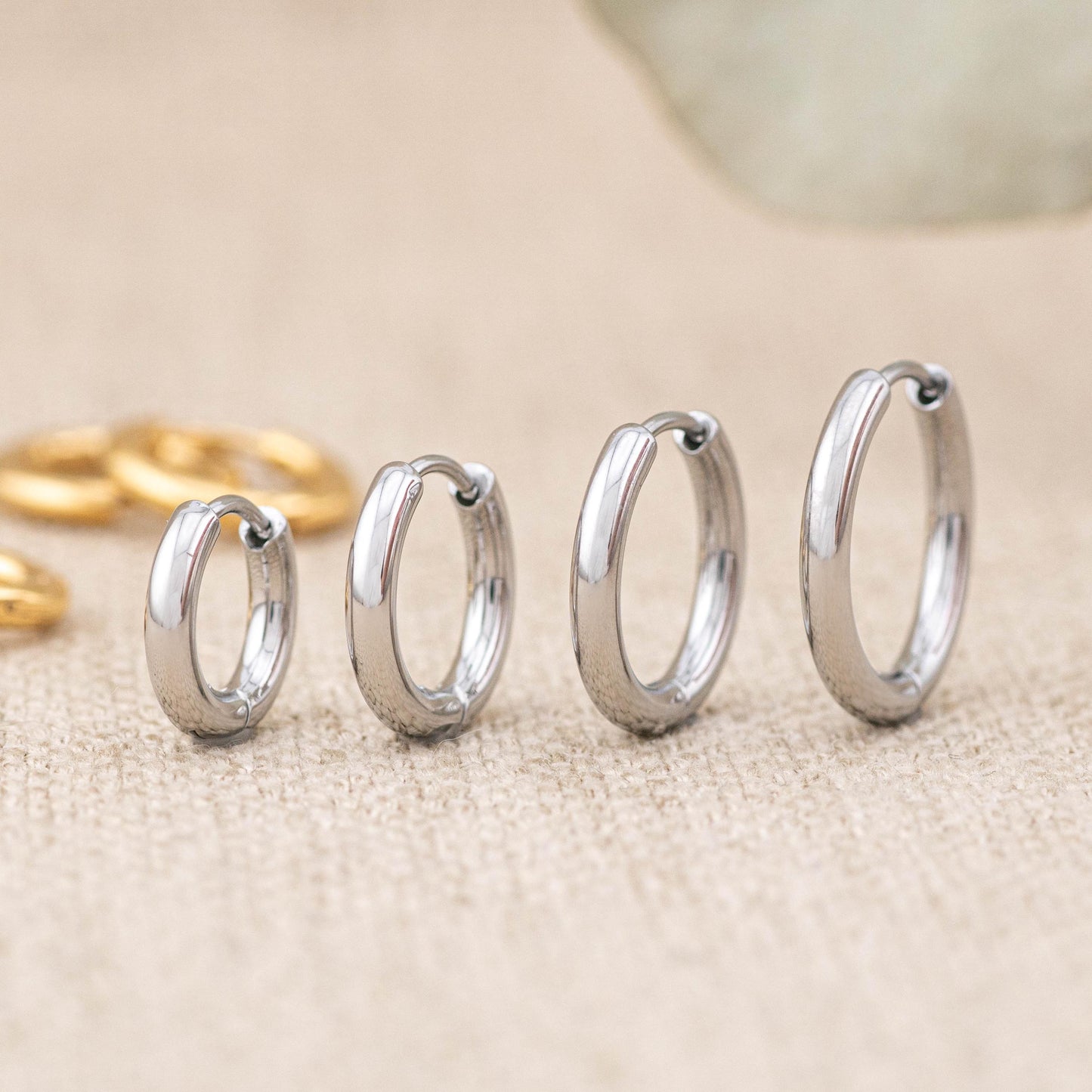 2 or 3 pairs thick gold stacking hoop set