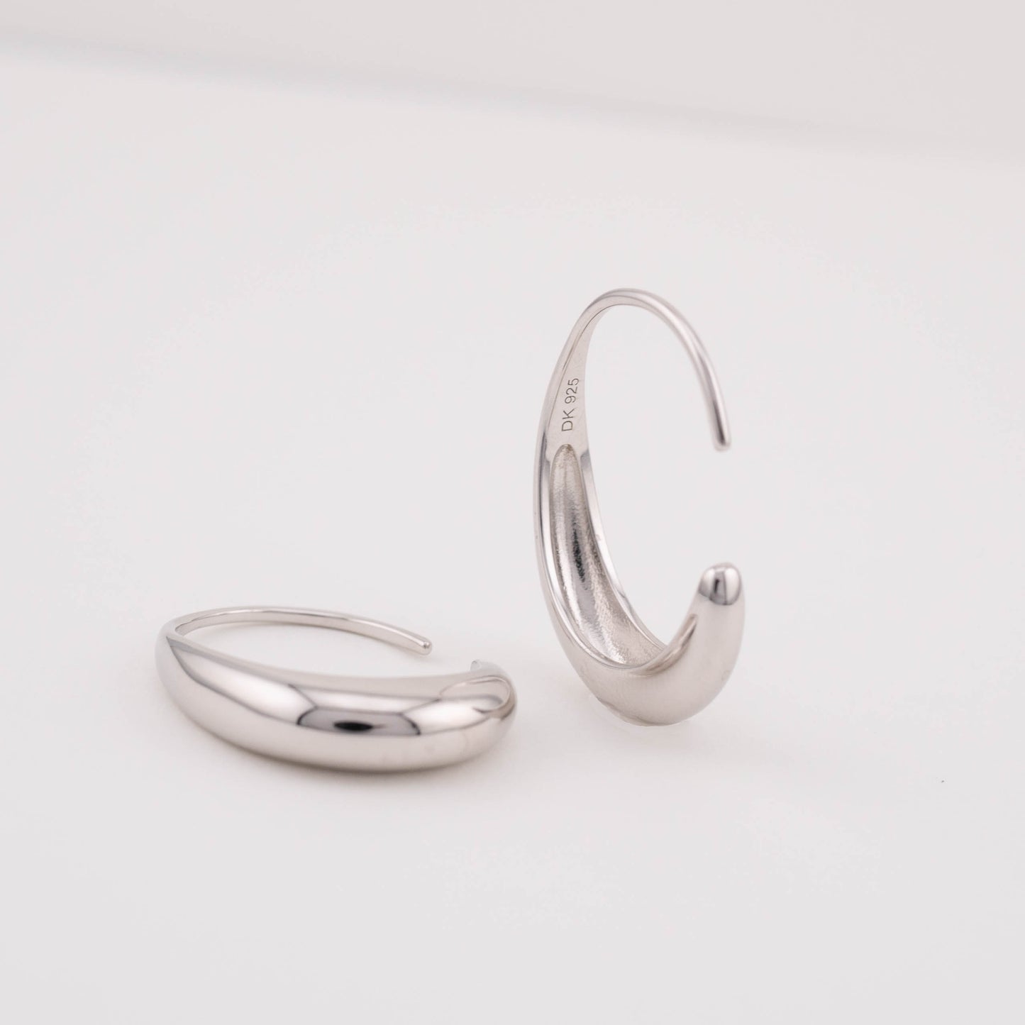 close up of tarnish free earring with bold shape 