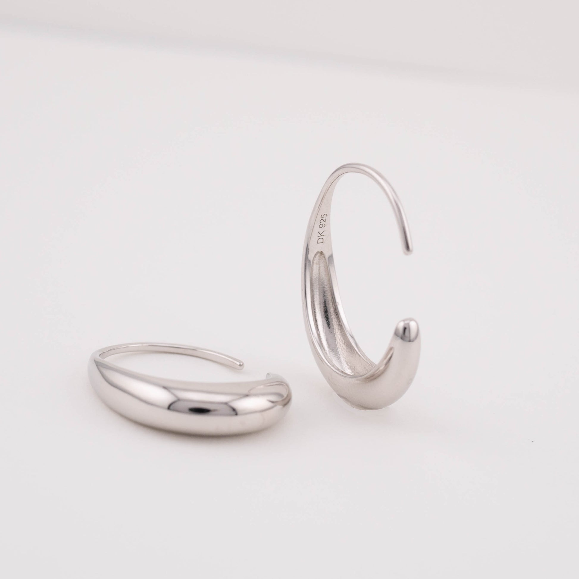 close up of tarnish free earring with bold shape 